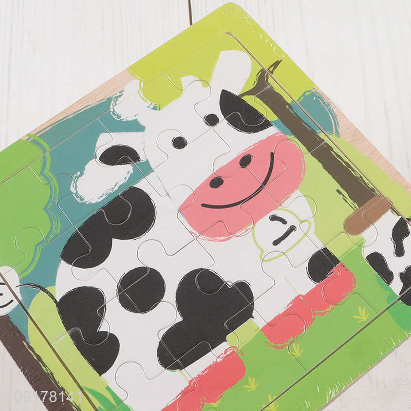 Wholesale Cartoon Cow Wooden Jigsaw Puzzle Montessori Toys for Kids