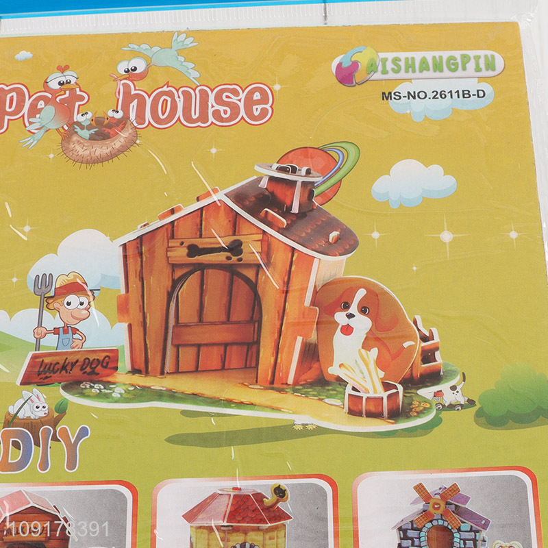 Factory Supply 3D Puzzle Cartoon Paper Puzzle DIY Model Building Kit (Pet House)