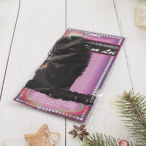 Wholesale Women Headband Beaded Sequin Feather Headband Party Costume Headband