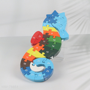 Online Wholesale Wooden Animal Alphabet Number Puzzle for Toddlers (Seahorse)