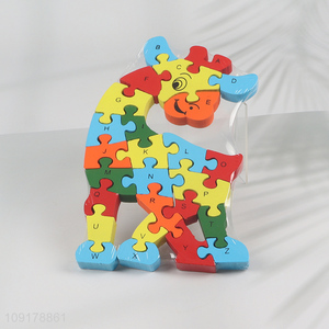 Good Quality Wooden Animal Alphabet Number Puzzle for Toddlers (Giraffe)