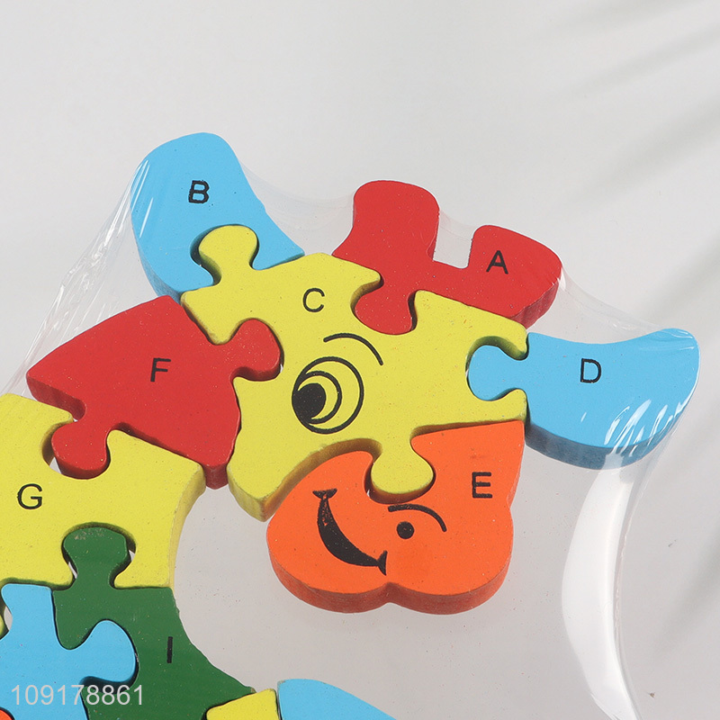 Good Quality Wooden Animal Alphabet Number Puzzle for Toddlers (Giraffe)