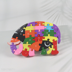 New Arrival Wooden Animal Alphabet Number Puzzle for Toddlers (Elephant)