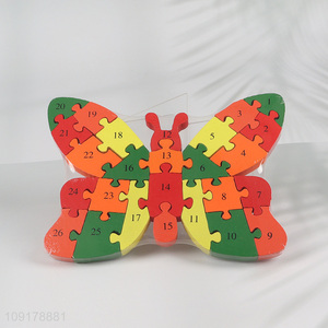 Hot Selling Wooden Animal Alphabet Number Puzzle for Toddlers (Butterfly)