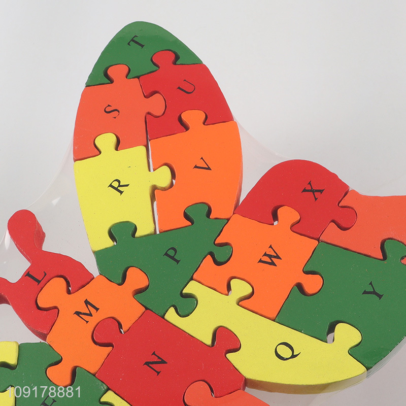 Hot Selling Wooden Animal Alphabet Number Puzzle for Toddlers (Butterfly)