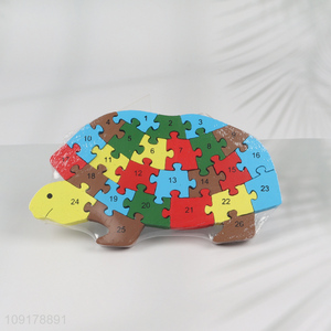 New Product Wooden Animal Alphabet Number Puzzle for Toddlers (Tortoise)