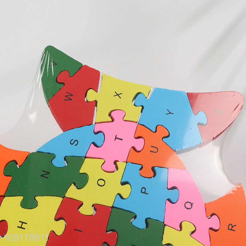 Factory Price Wooden Animal Alphabet Number Puzzle for Toddlers (Fish)