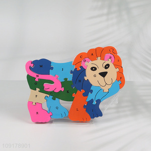 High Quality Wooden Animal Alphabet Number Puzzle for Toddlers (Lion)