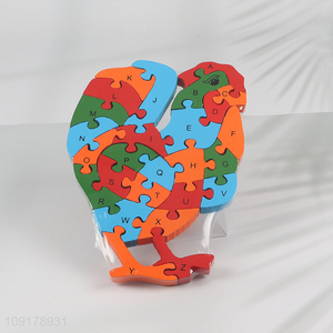 Factory Supply Wooden Animal Alphabet Number Puzzle for Toddlers (Cock)