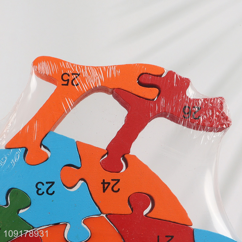 Factory Supply Wooden Animal Alphabet Number Puzzle for Toddlers (Cock)