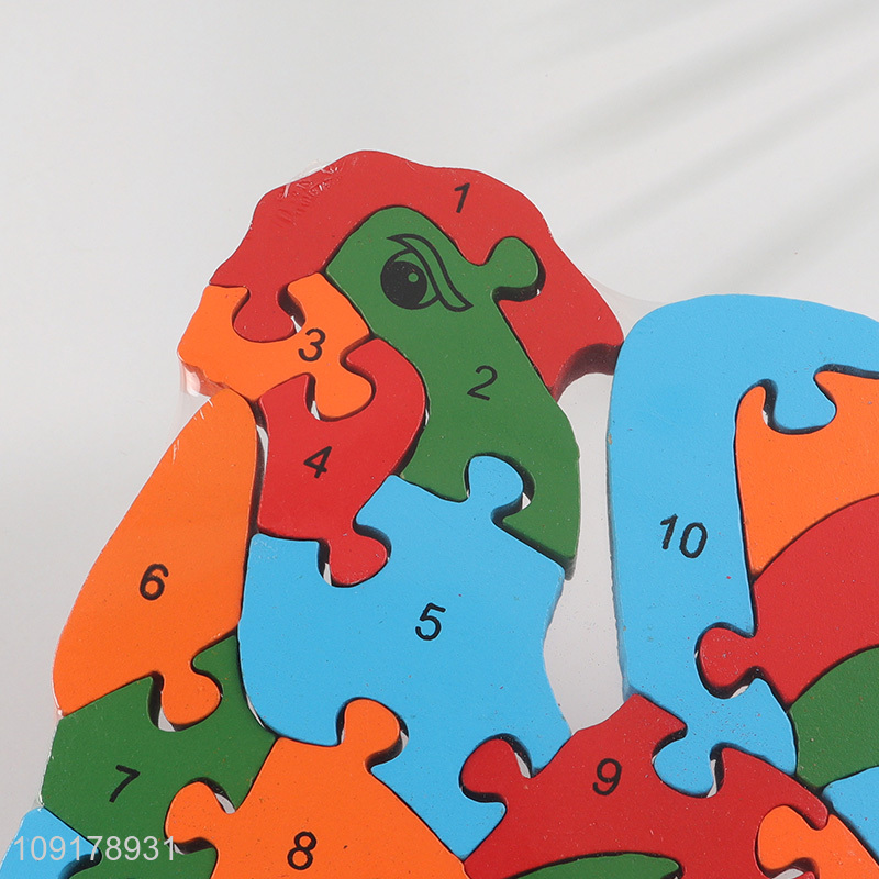 Factory Supply Wooden Animal Alphabet Number Puzzle for Toddlers (Cock)