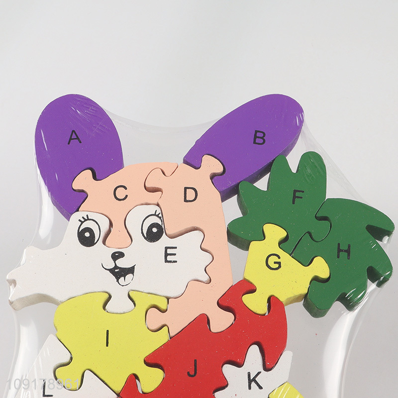 New Arrival Wooden Animal Alphabet Number Puzzle for Toddlers (Rabbit)