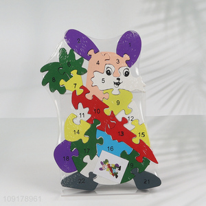 New Arrival Wooden Animal Alphabet Number Puzzle for Toddlers (Rabbit)