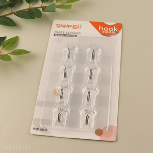 Best selling 8pcs clear traceless sticky hook wall hook