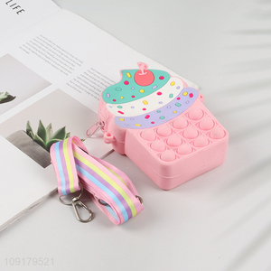 New Product Cute Ice Cream Pop It Silicone Coin Purse for Kids Girls