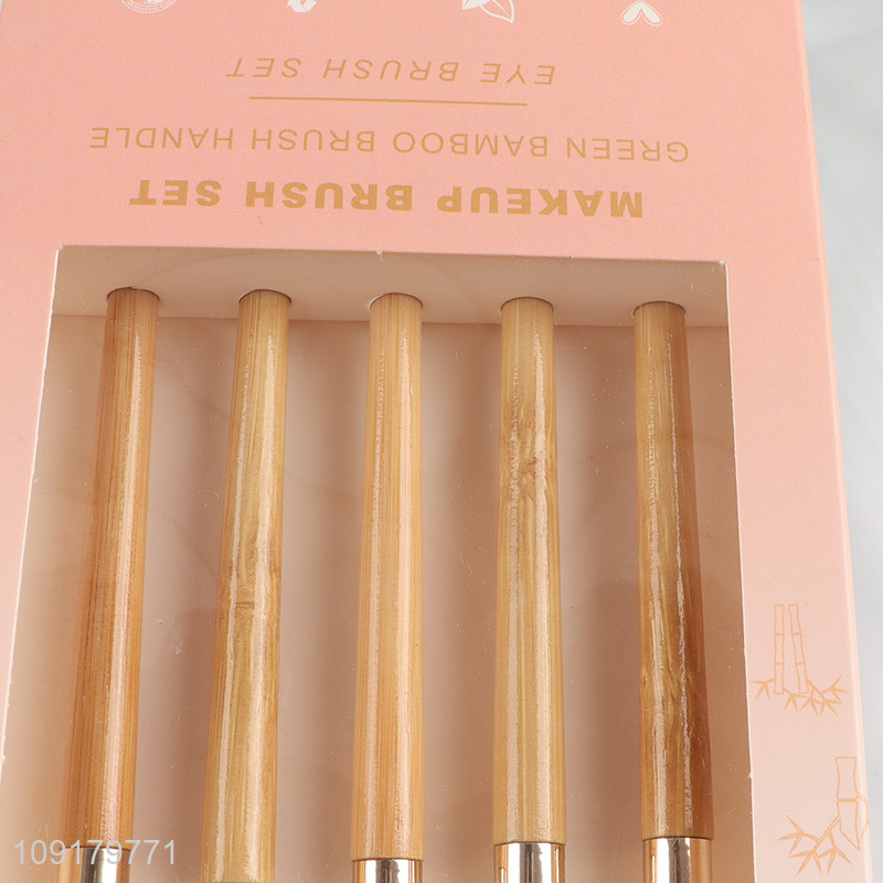 Hot Selling 5 Pieces Bamboo Handle Makeup Brush Set Cosmetic Brush Kit