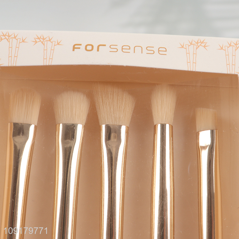 Hot Selling 5 Pieces Bamboo Handle Makeup Brush Set Cosmetic Brush Kit