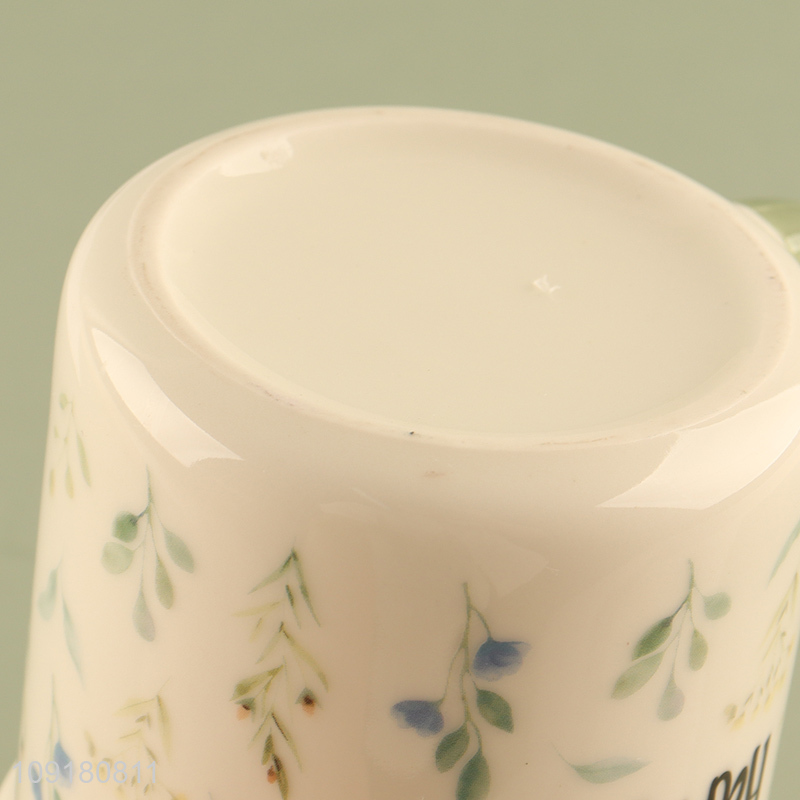 Best selling flower printed ceramic water cup drinking cup