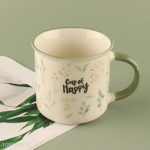 Best selling flower printed ceramic water cup drinking cup