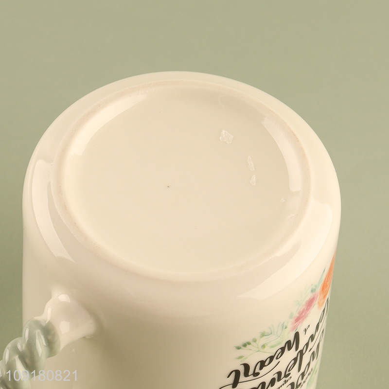 Good sale ceramic water cup drinking cup with handle