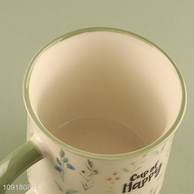 Best selling flower printed ceramic water cup drinking cup