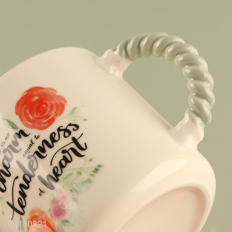 Good sale ceramic water cup drinking cup with handle