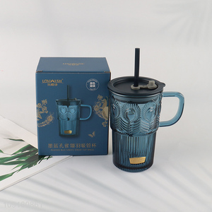New arrival unbreakable glass water cup drinking cup with lid&straw