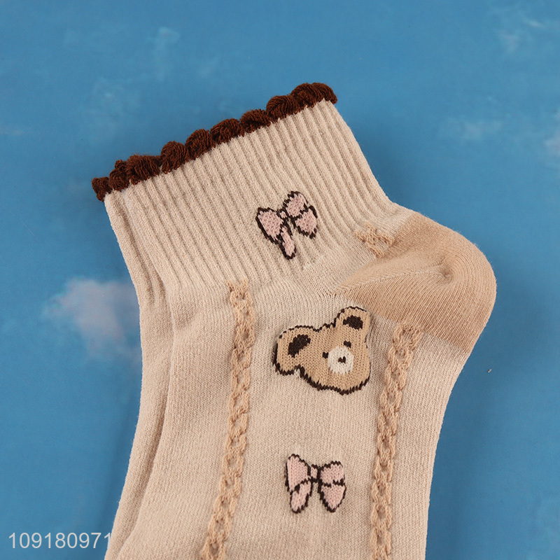Good selling bear pattern women socks ruffle socks