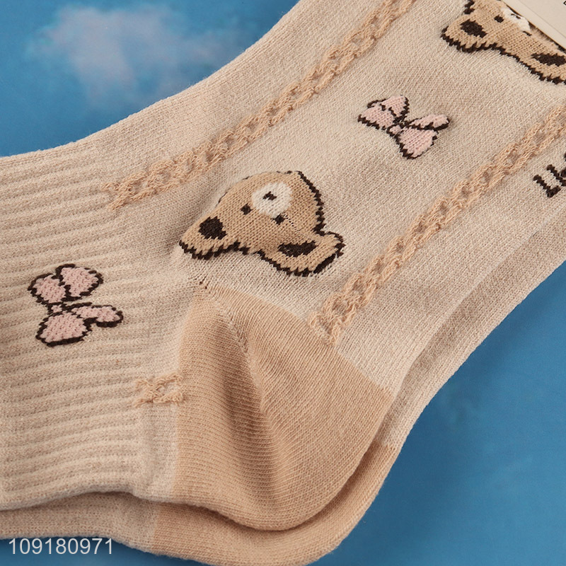 Good selling bear pattern women socks ruffle socks