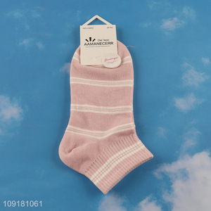 Low price pink ankle socks low cut socks striped socks