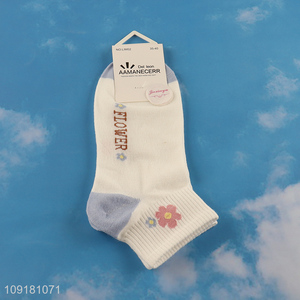 Top sale flower pattern women ankle socks low cut socks