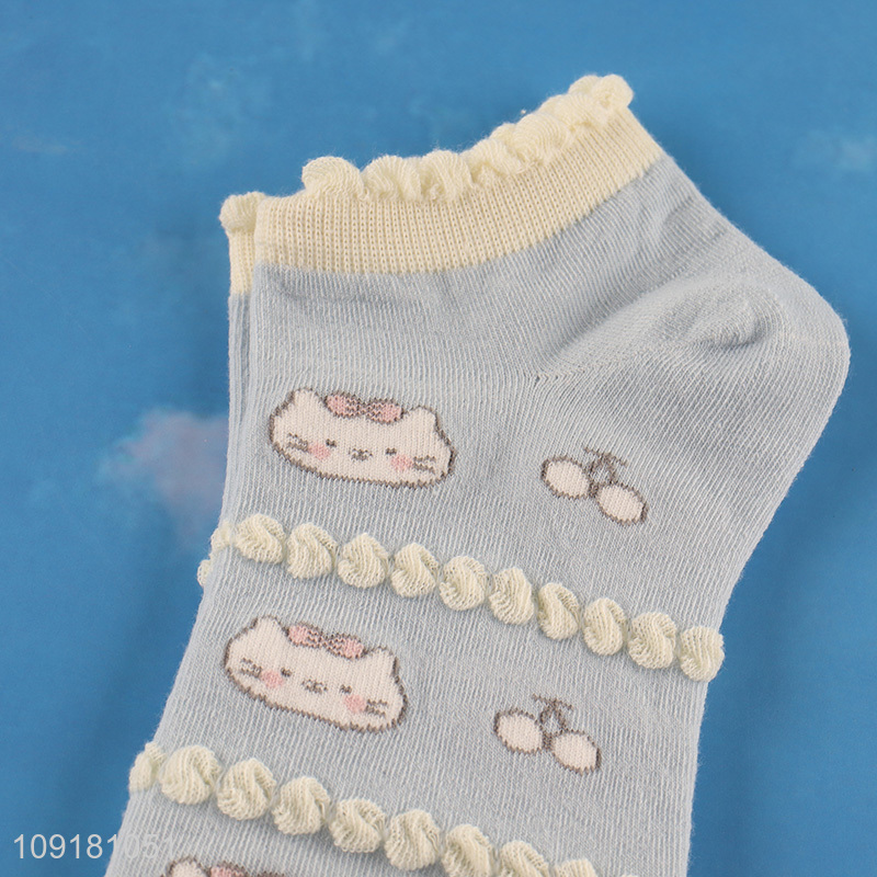 Best selling cute girls polyester ankle socks low cut socks