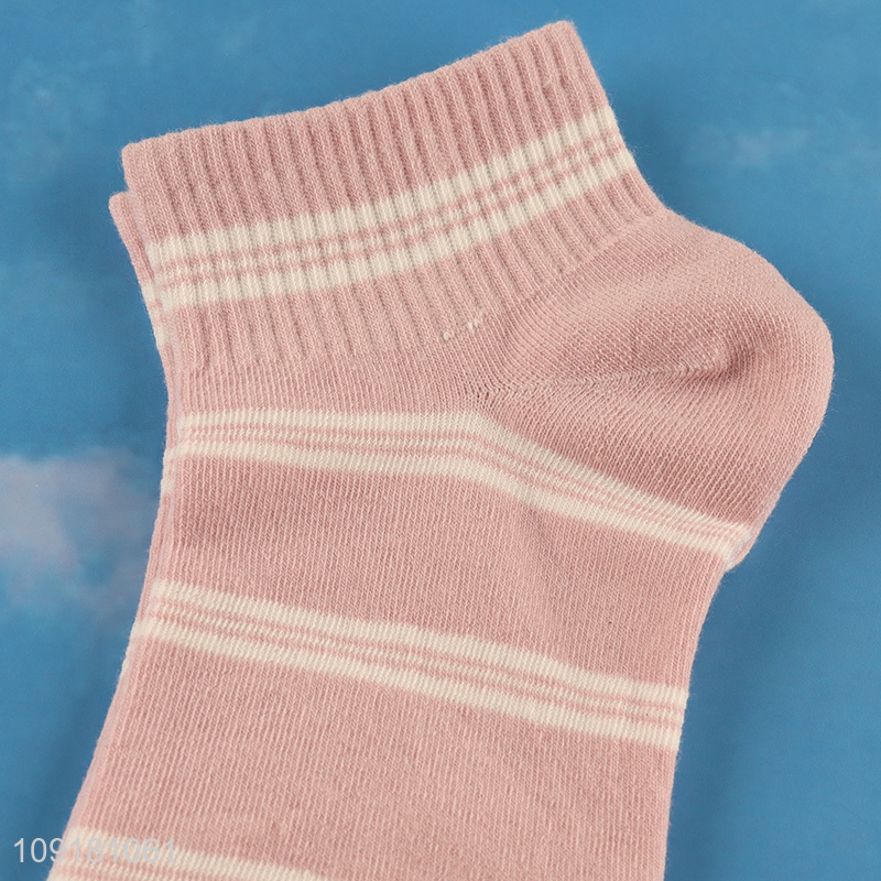 Low price pink ankle socks low cut socks striped socks