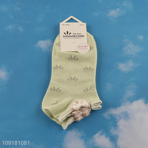 Yiwu market cute women polyester ankle socks low cut socks