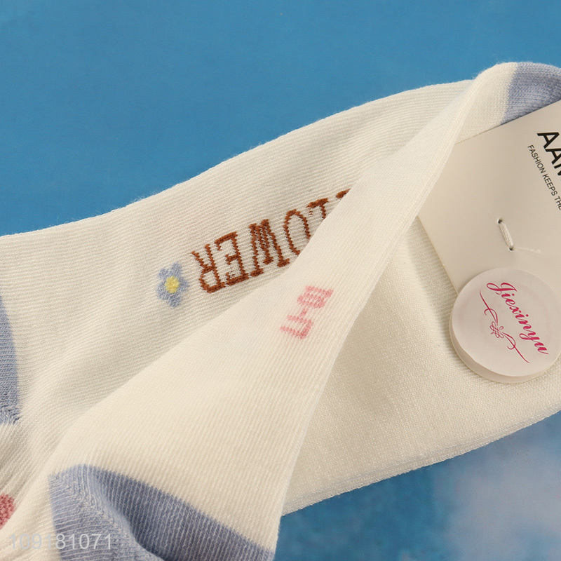 Top sale flower pattern women ankle socks low cut socks