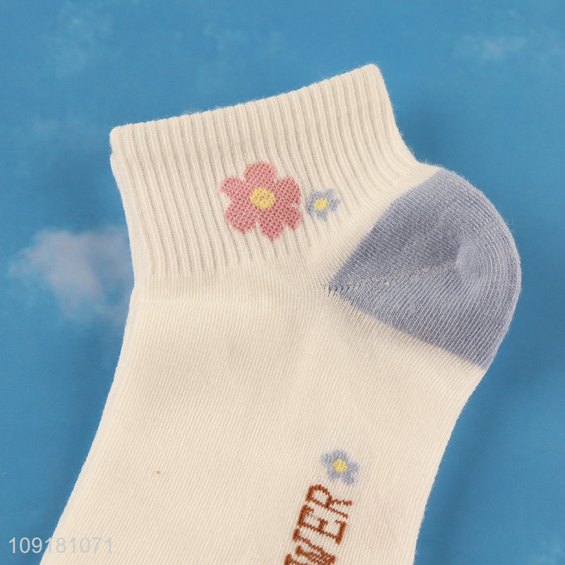 Top sale flower pattern women ankle socks low cut socks