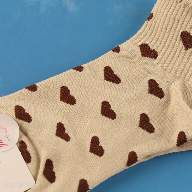 Top selling heart printed ankle socks ruffle socks for girls