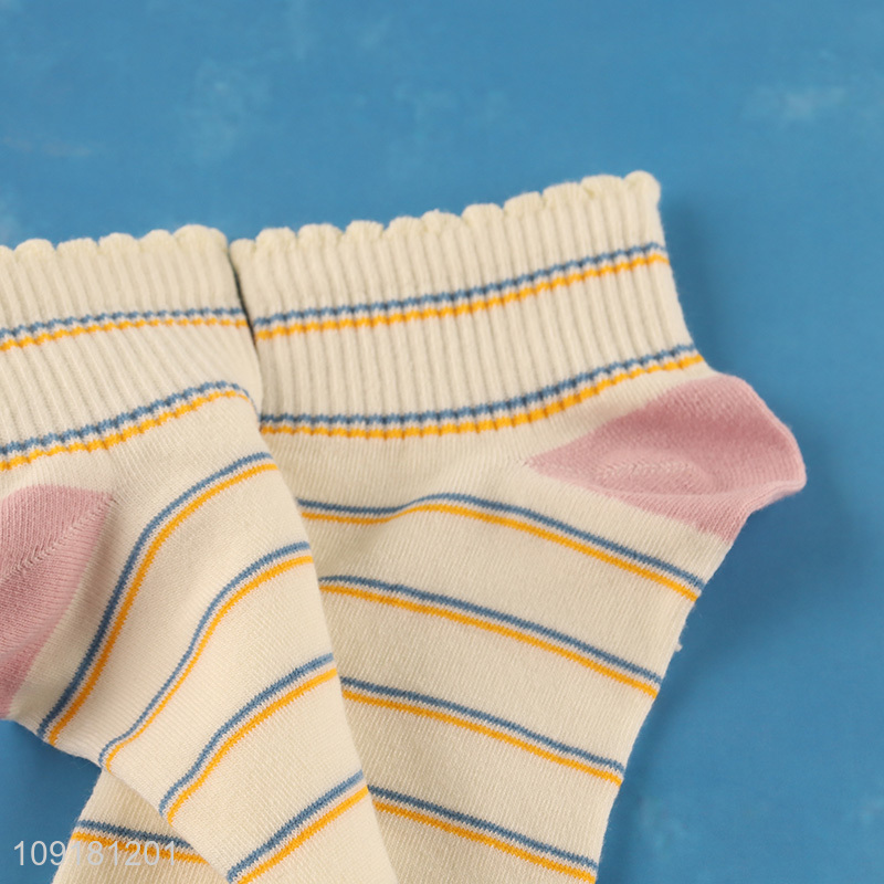 China supplier fashion women striped socks ruffle socks