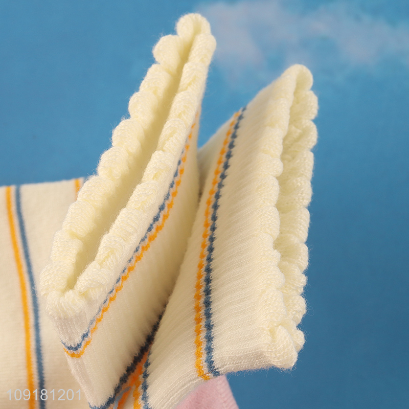 China supplier fashion women striped socks ruffle socks