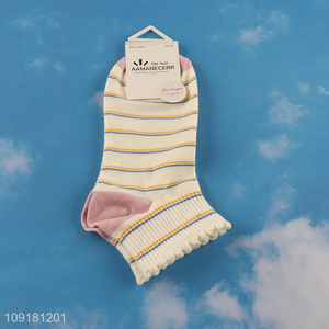 China supplier fashion women striped socks ruffle socks