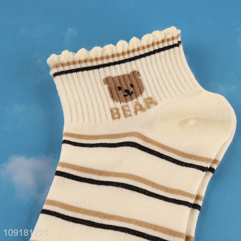 New arrival cute women socks striped socks ruffle socks