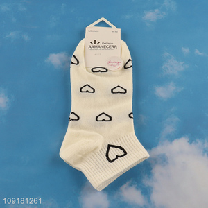 Yiwu market breathable heart pattern ankle socks low cut socks