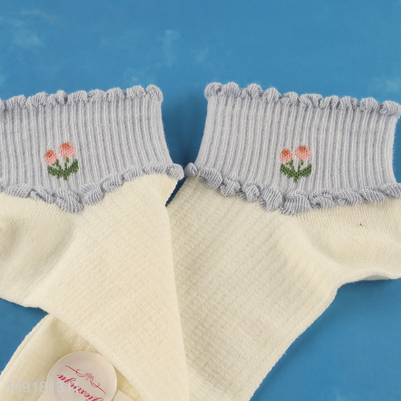 New arrival women ankle socks low cut socks ruffle socks