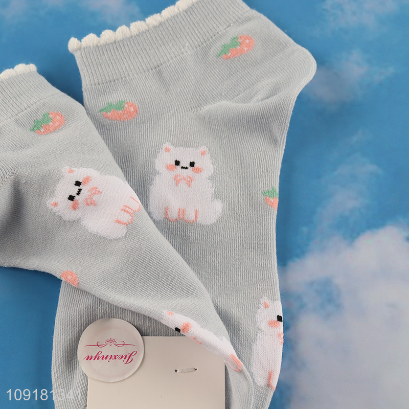 Low price animal printed ankle socks low cut socks ruffle socks