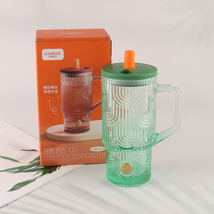 Low price unbreakable glass cup straw cup with lid