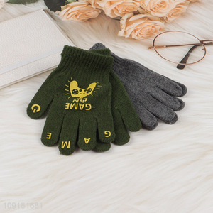 New Arrival 2 Pairs Winter Warm Stretchy Windproof Knit Gloves for Kids