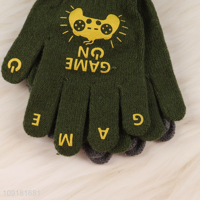 New Arrival 2 Pairs Winter Warm Stretchy Windproof Knit Gloves for Kids