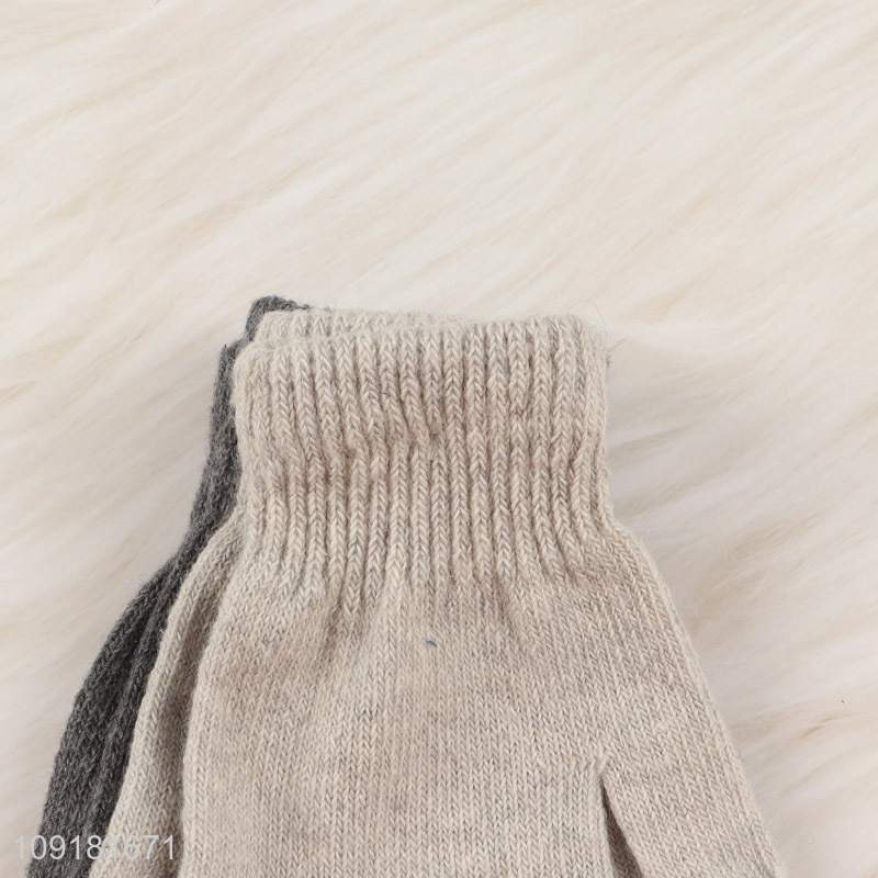 Good Quality 2 Pairs Kids Winter Gloves Full Finger Knitted Gloves