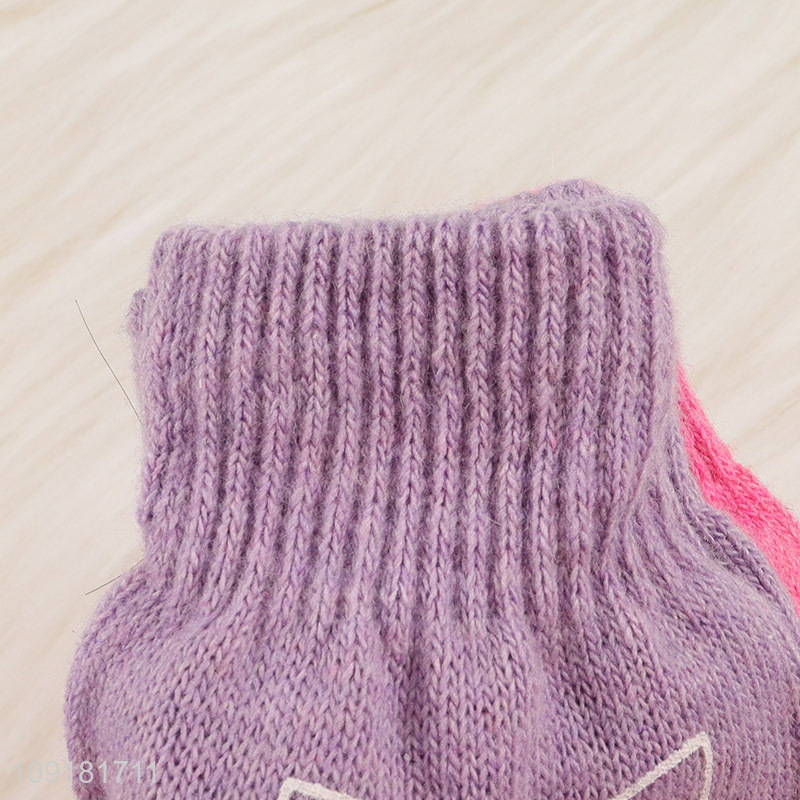 High Quality 2 Pairs Kids Winter Knitted Gloves Windproof Warm Gloves