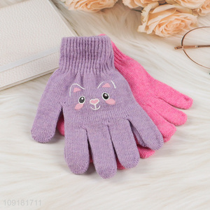 High Quality 2 Pairs Kids Winter Knitted Gloves Windproof Warm Gloves